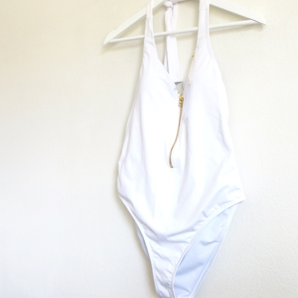 NEW! Kenny Flowers The Santorini Gold Zipper One Piece Swimsuit White SZ S, M, L - Picture 10 of 16